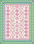 Pink Floral Vine Cream Border Rug
