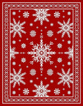 Crimson Snowflakes Bordered Holiday Rug