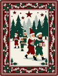 Festive Red Elves Winter Forest Gifts Rug