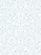 Light Blue Floral Scrolling Vine Art Nouveau Rug