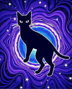 Cosmic Black Cat Starry Psychedelic Rug