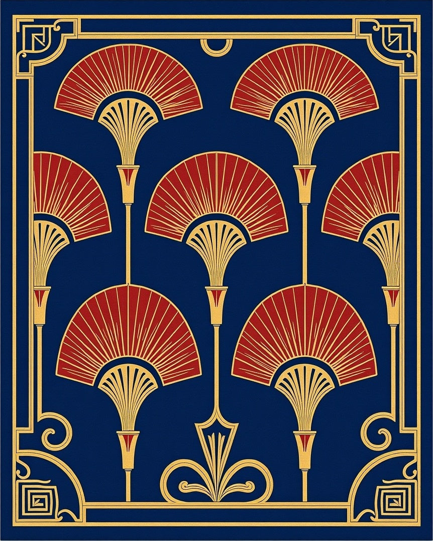Crimson and Gold Egyptian Fan Rug