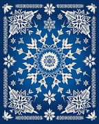 Azure White Snowflake Mandala Rug
