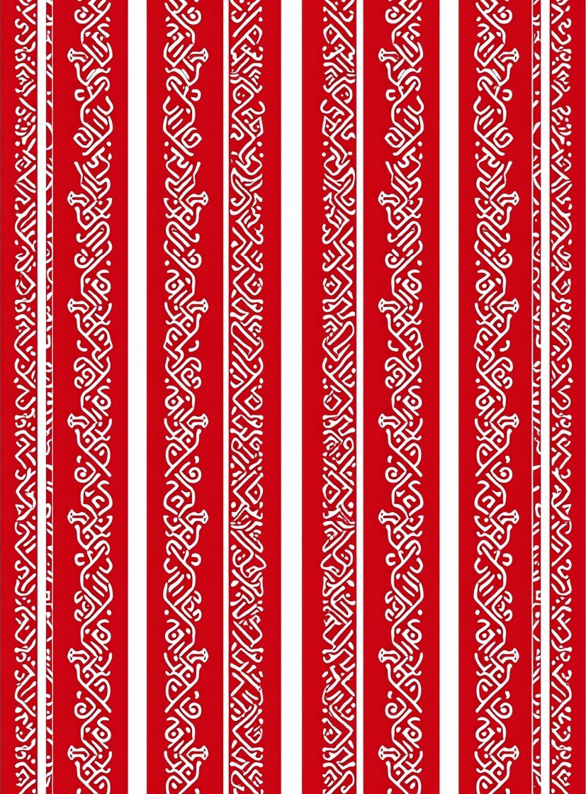 Vertical Red White Interlocking Straps Rug