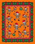 Whimsical Skeleton Christmas Celebration Border Rug