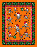 Whimsical Skeleton Christmas Celebration Border Rug