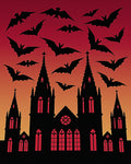 Dark Gothic Castle Bats Silhouette Rug