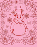 Charming Red Snowman Floral Border Rug