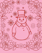 Charming Red Snowman Floral Border Rug