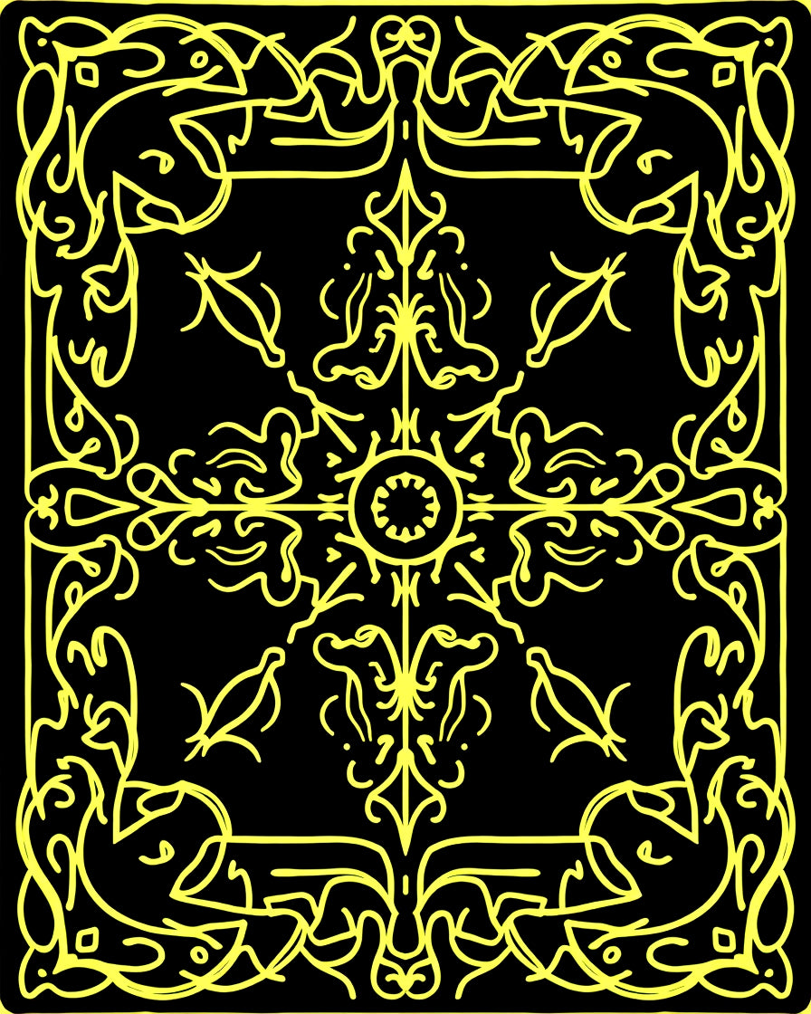 Golden Black Celtic Knot Swirl Rug
