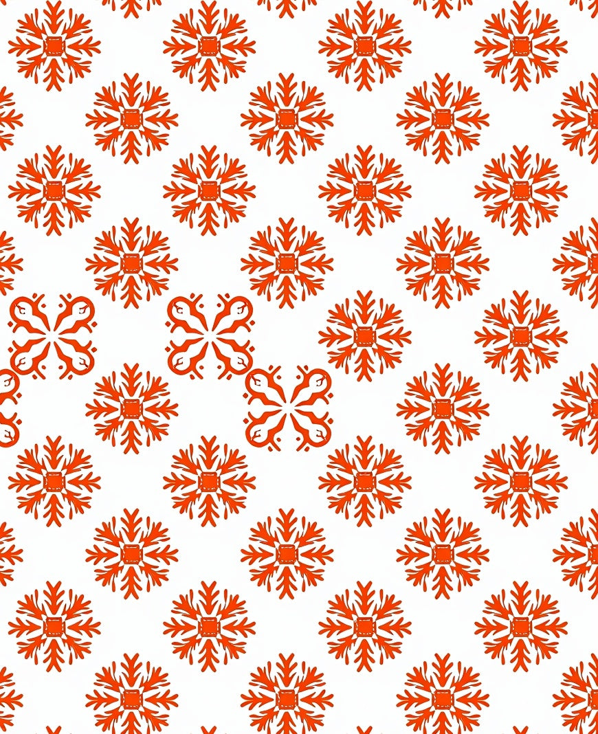 Vibrant Orange Snowflake Repeat Graphic Rug