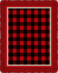 Classic Red Black Buffalo Check Fringe Rug