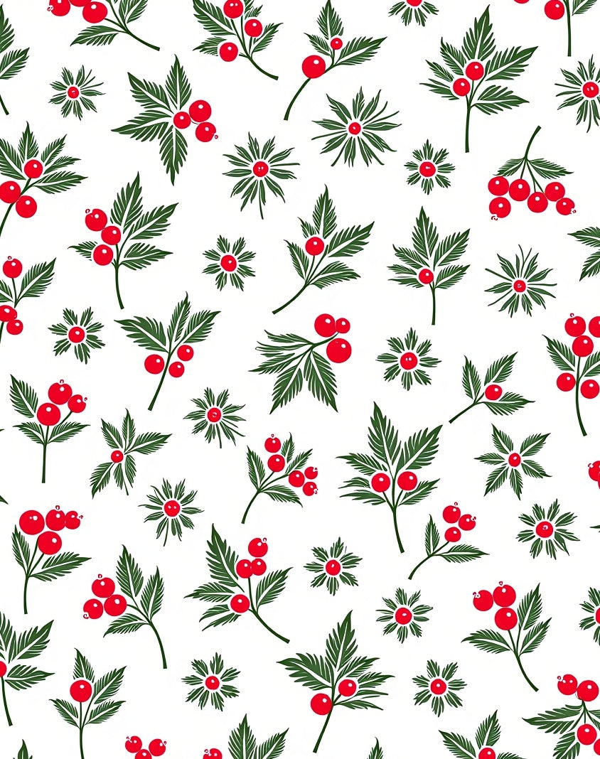 Red Berry Festive Sprig Collage Rug