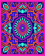 Vibrant Pink Blue Orange Bloom Rug