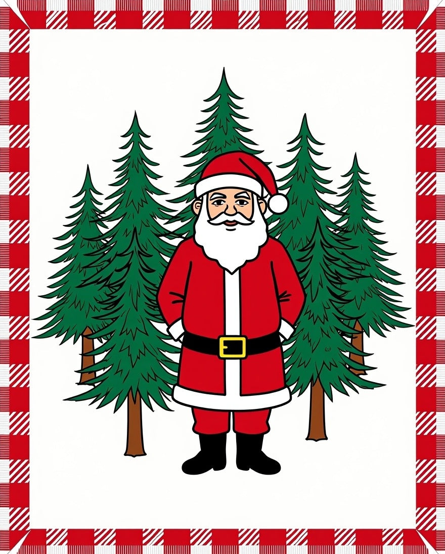Rustic Red Buffalo Plaid Santa Forest Rug
