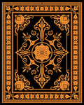 Orange Floral Medallion Black Frame Rug