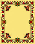 Red Floral Gold Medallion Frame Rug