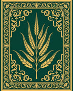 Emerald Golden Leaf Symmetry Border Rug