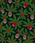 Festive Red Berry Pinecone Garland Rug