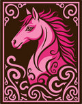 Pink Horse Swirl Brown Rug