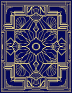 Art Deco Gold Royal Blueprint Rug