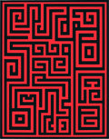 Bold Red Maze Rectangular Rug