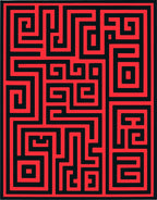 Bold Red Maze Rectangular Rug