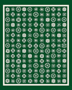 Forest Green White Floral Collage Rug