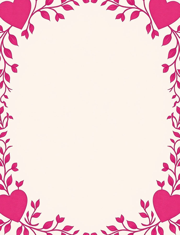 Vibrant Pink Heart Vine Border Rug