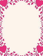 Vibrant Pink Heart Vine Border Rug