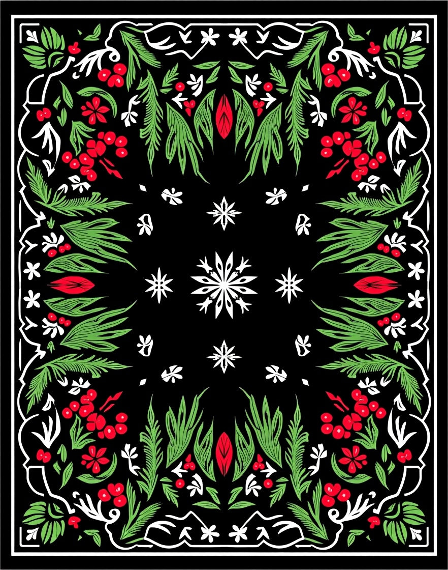 Vintage Black Floral Berry Radiance Rug