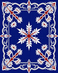 Bold Navy Blue White Floral Star Rug
