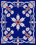 Bold Navy Blue White Floral Star Rug