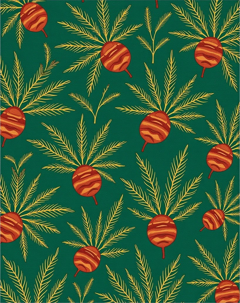 Emerald Green Tropical Berry Motif Rug
