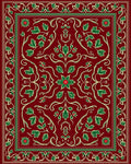 Crimson Green Holly Vine Medallion Rug