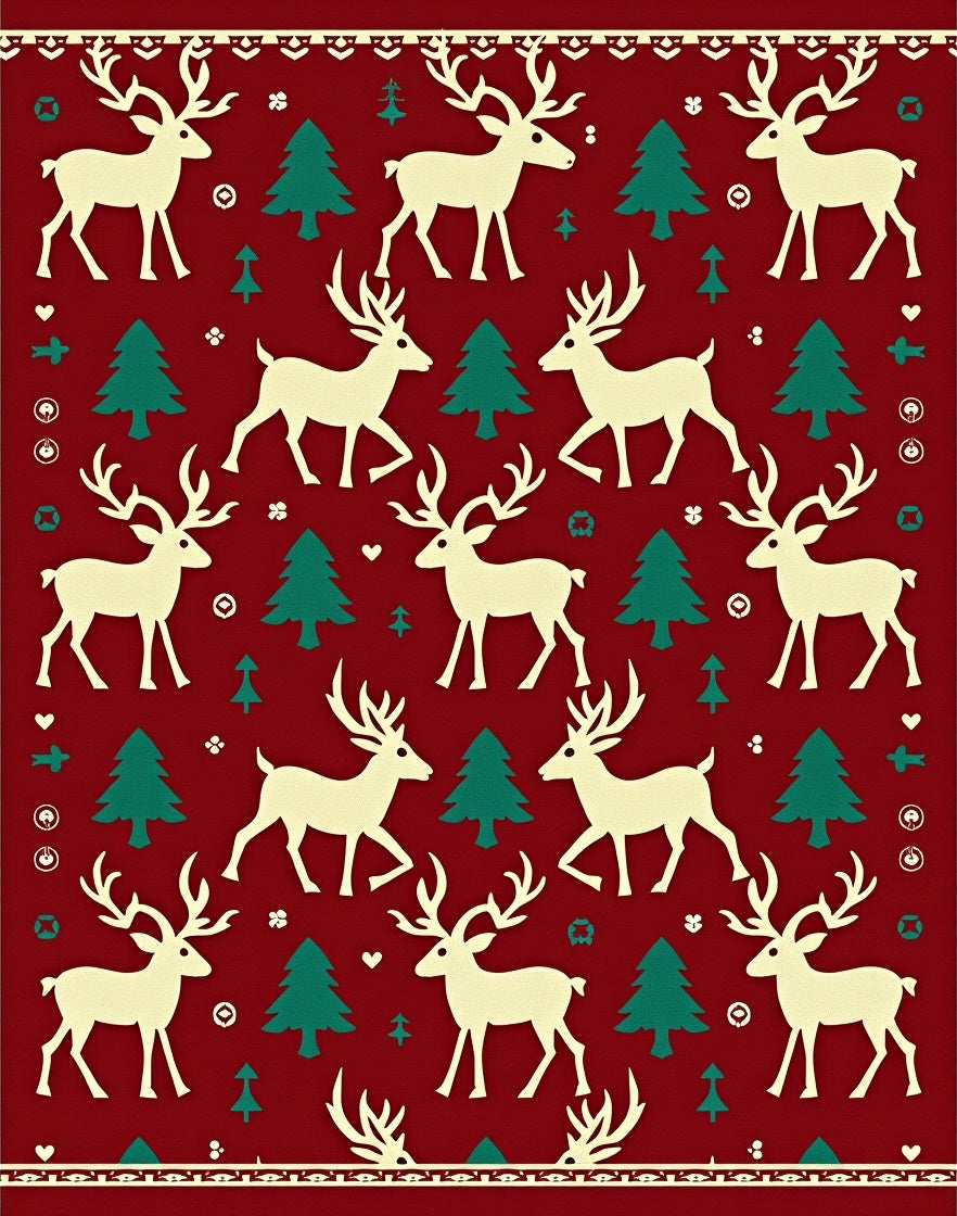 Cream Reindeer Forest Holiday Rug