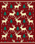 Cream Reindeer Forest Holiday Rug