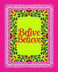 Vibrant Pink Floral Border Believe Rug