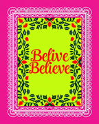 Vibrant Pink Floral Border Believe Rug