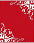 Crimson White Floral Corner Accent Rug