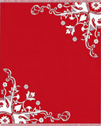 Crimson White Floral Corner Accent Rug