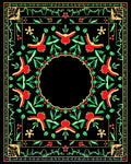Red Green Bird Floral Border Rug