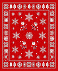 Red White Santa Snowflake Border Rug