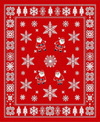 Red White Santa Snowflake Border Rug
