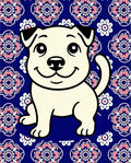 Whimsical Cream Puppy Floral Medallion Rug