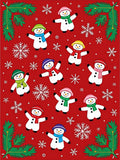Cheerful Snowman Christmas Snowflakes Rug