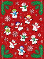 Cheerful Snowman Christmas Snowflakes Rug