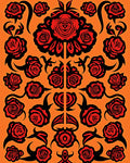 Crimson Black Floral Arrangement Rug
