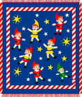 Whimsical Elf Stars Red Border Rug