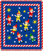 Whimsical Elf Stars Red Border Rug